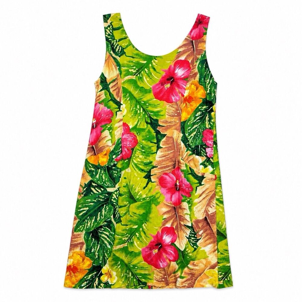 Jams World Hawaiian Dress Small Tropical Floral Sleeveless A Line Resort Y2K